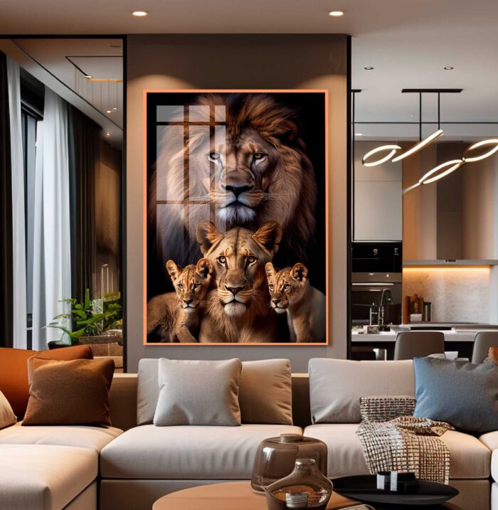 QUADRO LEÃO LEOA E FILHOTES - Imagem 5