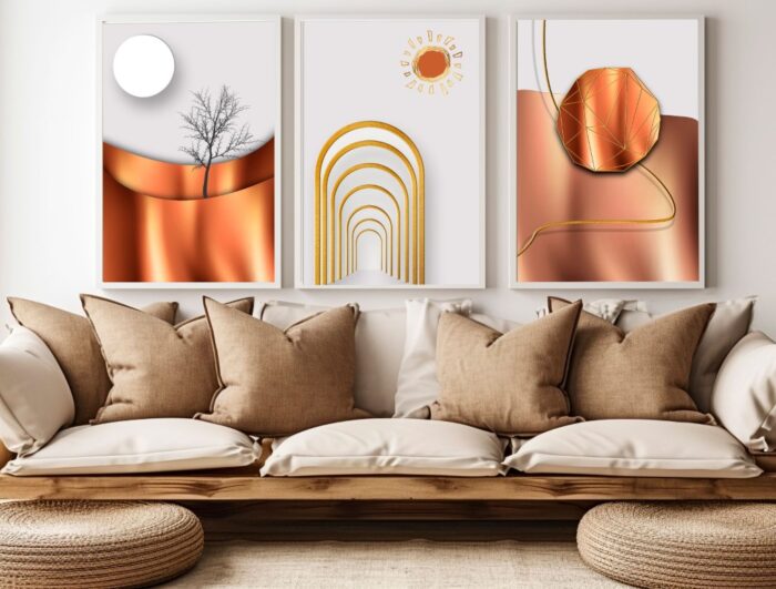 CONJUNTO ABSTRATO PAISAGEM DOURADA - Imagem 5