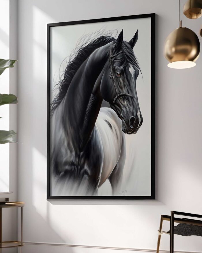QUADRO UM BELO CAVALO PRETO