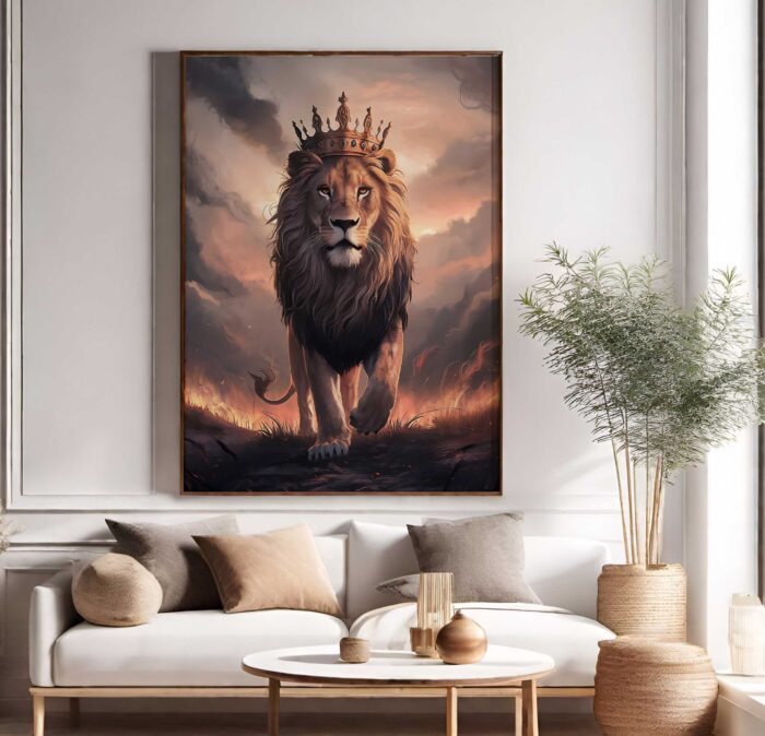 QUADRO UM BELO REI LEÃO COROADO - Imagem 5