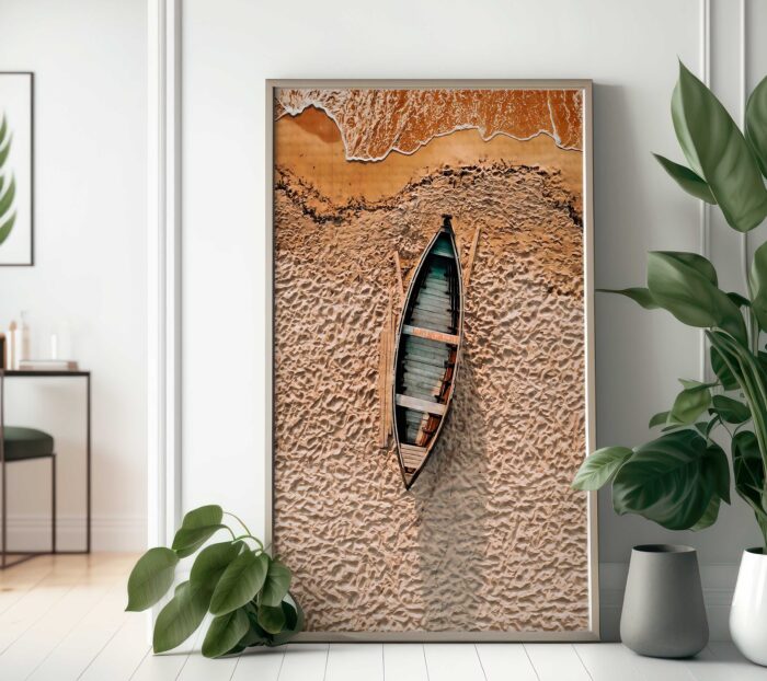 QUADRO BARCO PANORAMICO SOBRE AREIA - Imagem 5