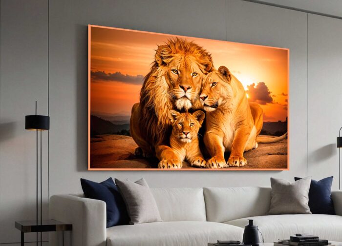 QUADRO O REI LEÃO LEOA E FILHOTE - Imagem 5