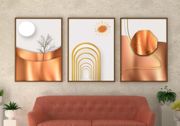 CONJUNTO ABSTRATO PAISAGEM DOURADA - Imagem 4