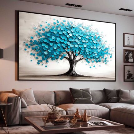 QUADRO UMA ÁRVORE DE DECORAÇÃO AZUL VIOLETA