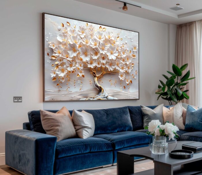 QUADRO UMA BELA ÁRVORE EM DOURADO 3D - Imagem 5