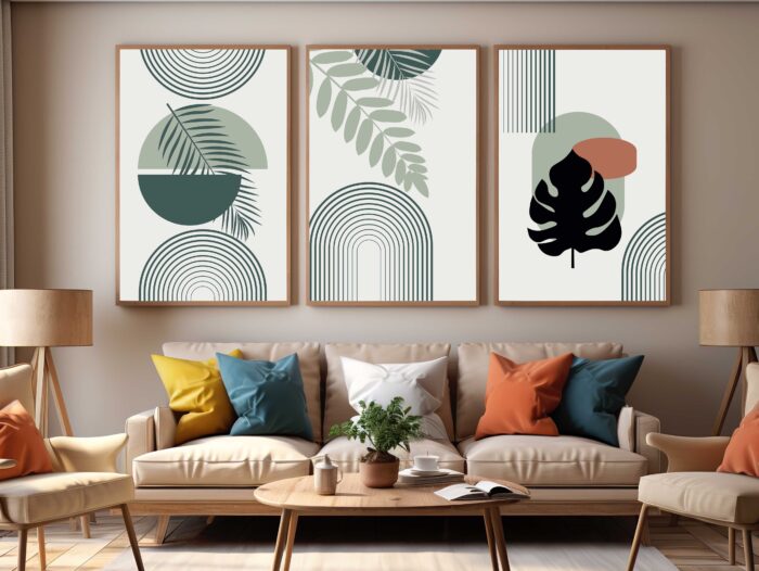 CONJUNTO COM BELA ARTE ABSTRATA DECOR