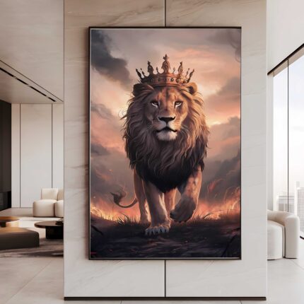 QUADRO UM BELO REI LEÃO COROADO