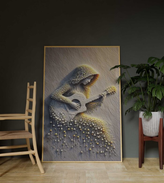 QUADRO EM ARTE BELA MULHER COM VIOLÃO - Imagem 5
