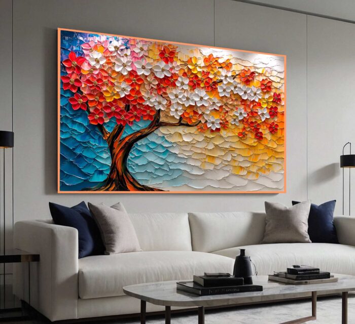 QUADRO BELA PINTURA DE ARVORE ABSTRATA - Imagem 4
