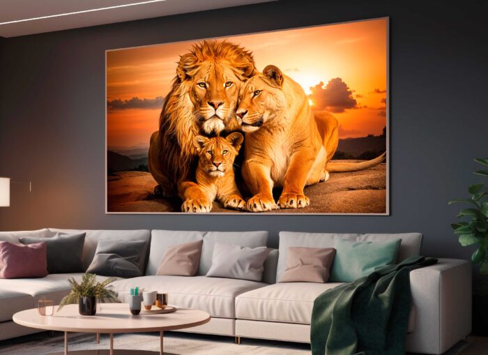 QUADRO O REI LEÃO LEOA E FILHOTE - Imagem 4
