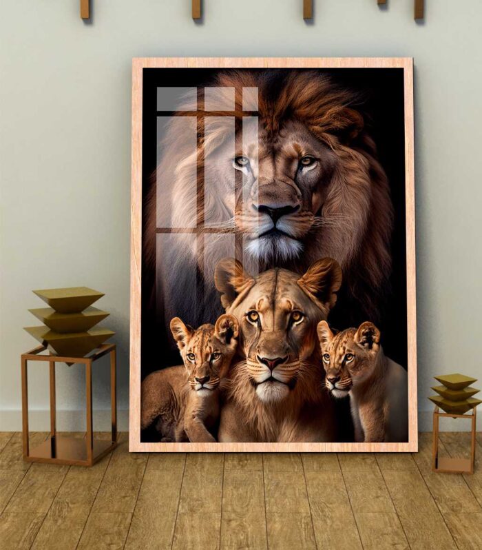 QUADRO LEÃO LEOA E FILHOTES - Imagem 4