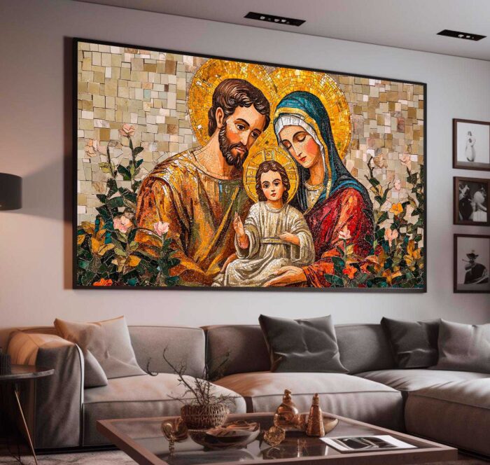 QUADRO ARTE PINTURA SAGRADA FAMILIA - Imagem 4
