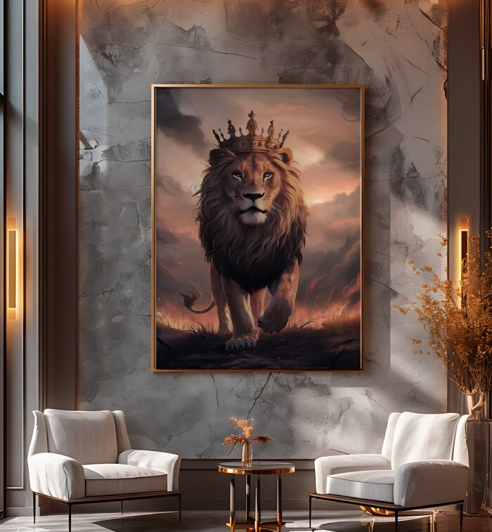 QUADRO UM BELO REI LEÃO COROADO - Imagem 4