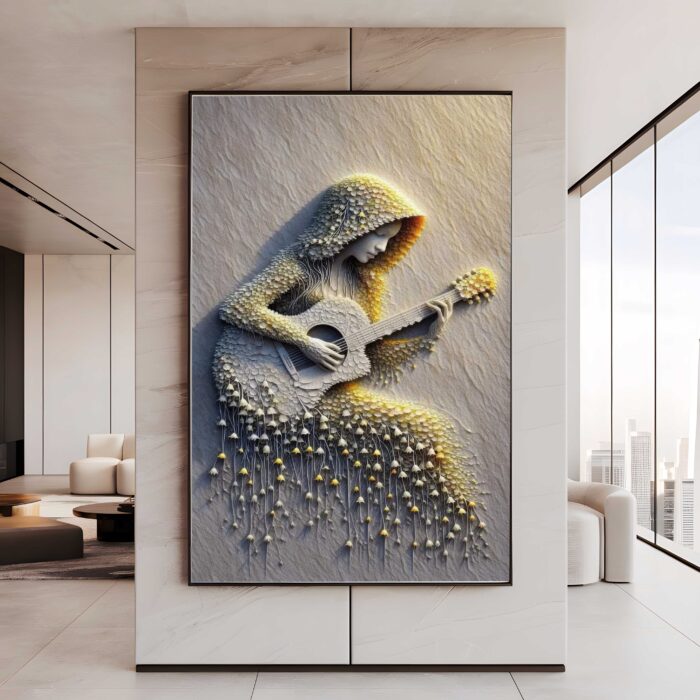 QUADRO EM ARTE BELA MULHER COM VIOLÃO - Imagem 4