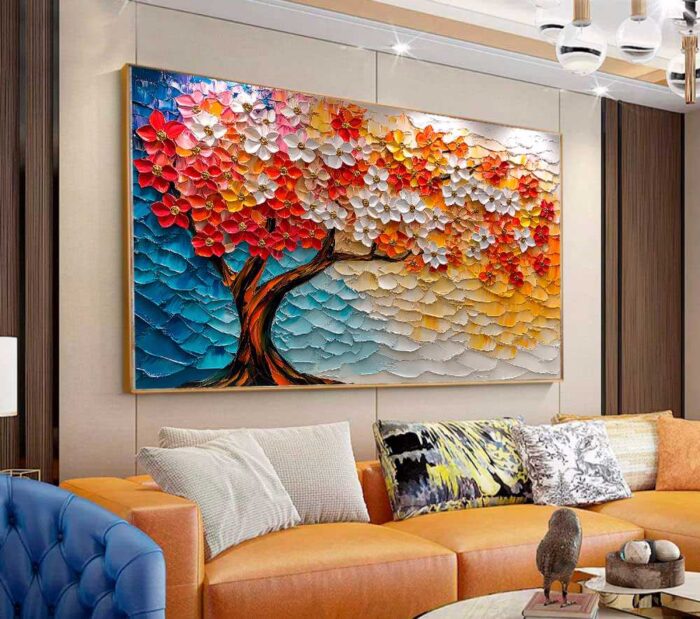 QUADRO BELA PINTURA DE ARVORE ABSTRATA