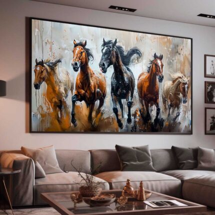 QUADRO ABSTRATO EM PINTURA DE CAVALOS