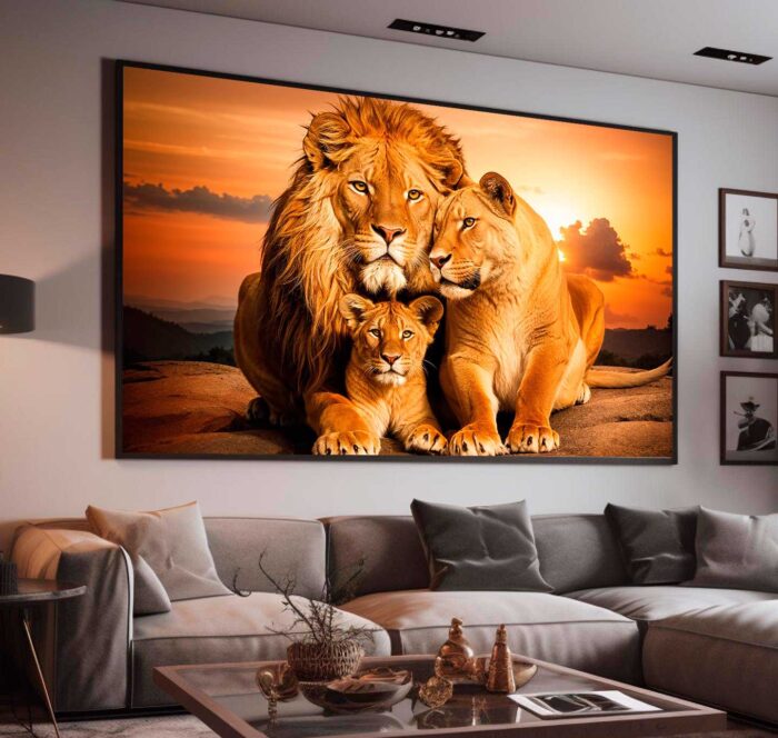 QUADRO O REI LEÃO LEOA E FILHOTE - Imagem 3