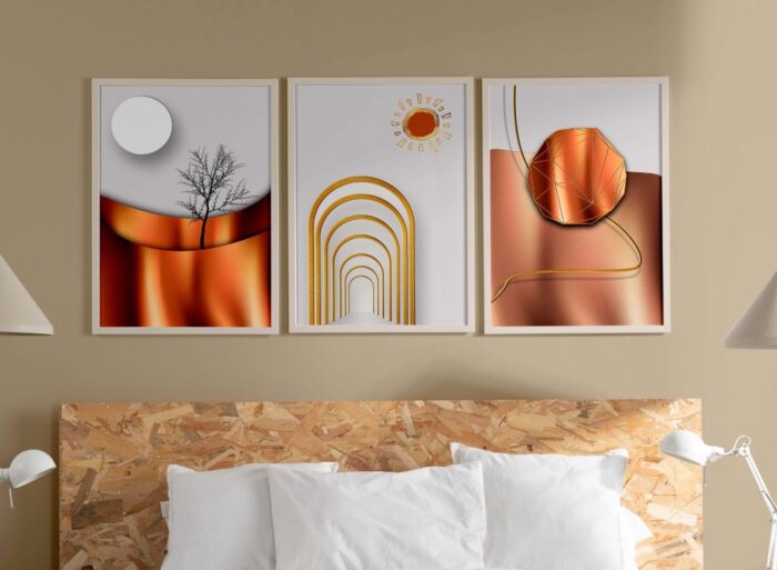 CONJUNTO ABSTRATO PAISAGEM DOURADA - Imagem 2
