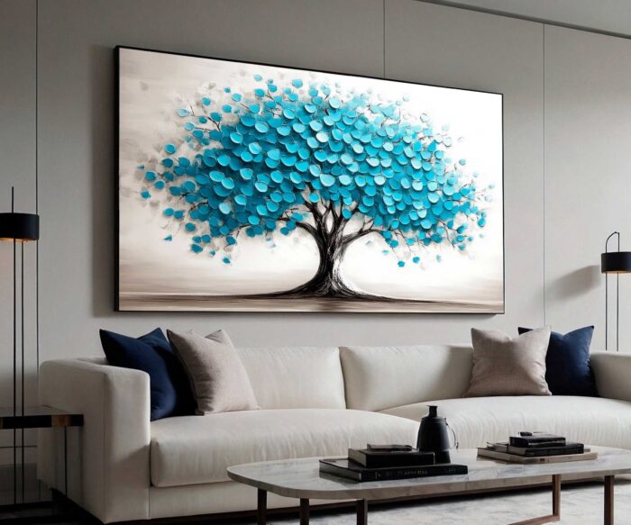 QUADRO UMA ÁRVORE DE DECORAÇÃO AZUL VIOLETA - Imagem 4