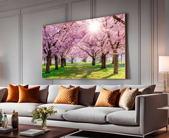 QUADRO EM PAISAGEM BELAS ÁRVORES ROSADAS - Imagem 3