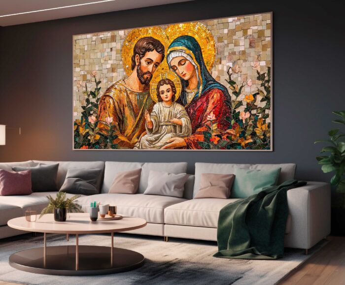 QUADRO ARTE PINTURA SAGRADA FAMILIA - Imagem 3
