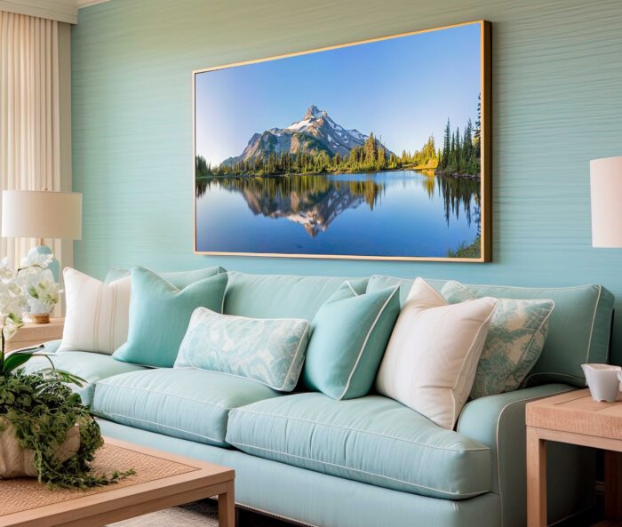 QUADRO BELA PAISAGEM RIO MONTANHA - Imagem 3