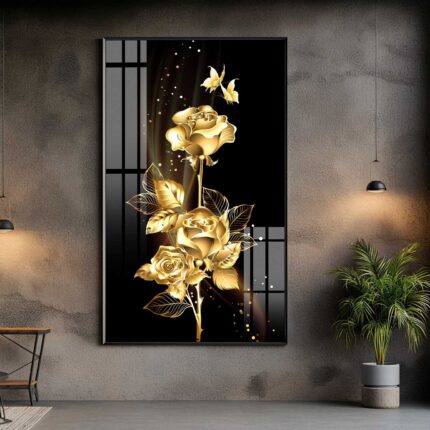 QUADRO BELA ROSA DOURADA