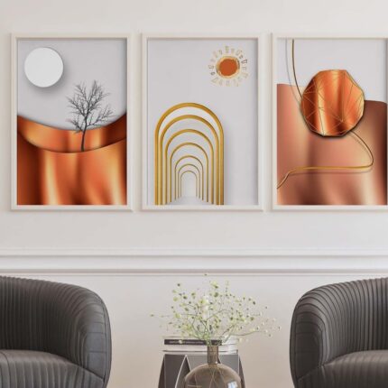 CONJUNTO ABSTRATO PAISAGEM DOURADA