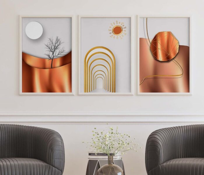 CONJUNTO ABSTRATO PAISAGEM DOURADA