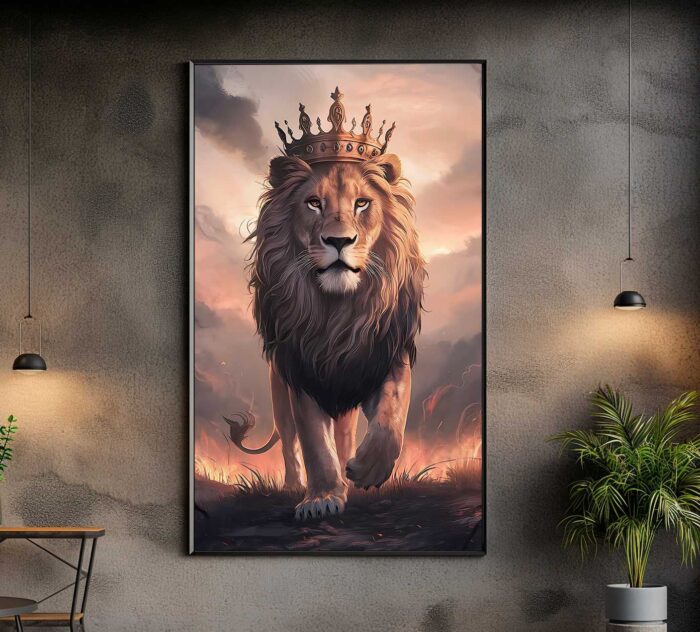 QUADRO UM BELO REI LEÃO COROADO - Imagem 2