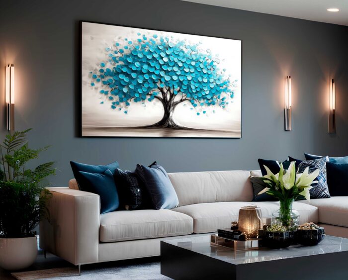 QUADRO UMA ÁRVORE DE DECORAÇÃO AZUL VIOLETA - Imagem 2