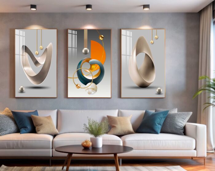 CONJUNTO FUNDO-DOURADO-A-MODA-DA-PAREDE-DE-ARTE-MODERNA - Imagem 5