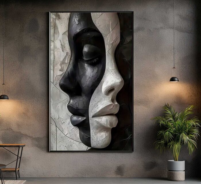 QUADRO ARTE AS DUAS FACES PRETO E BRANCO - Imagem 5