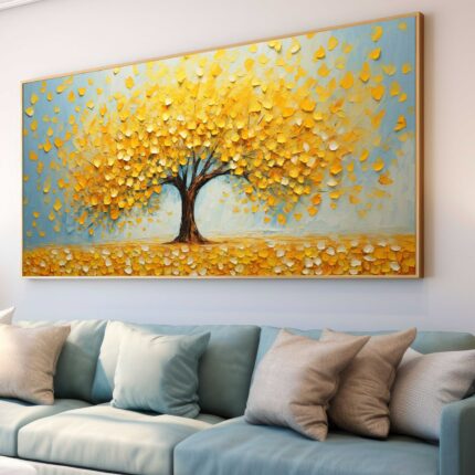 QUADRO BELA ÁRVORE ABSTRATA AMARELA