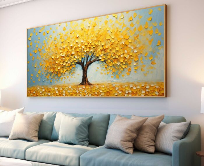 QUADRO BELA ÁRVORE ABSTRATA AMARELA