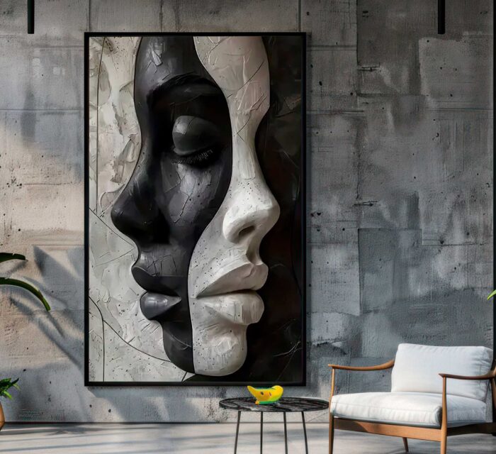 QUADRO ARTE AS DUAS FACES PRETO E BRANCO - Imagem 4