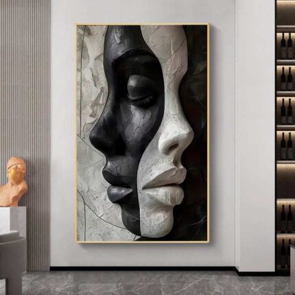 QUADRO ARTE AS DUAS FACES PRETO E BRANCO