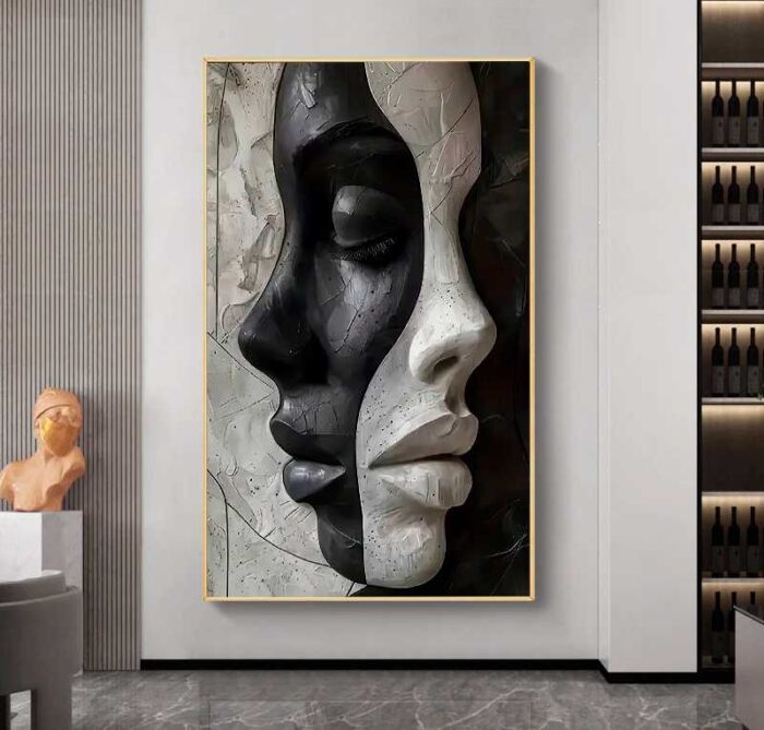 QUADRO ARTE AS DUAS FACES PRETO E BRANCO