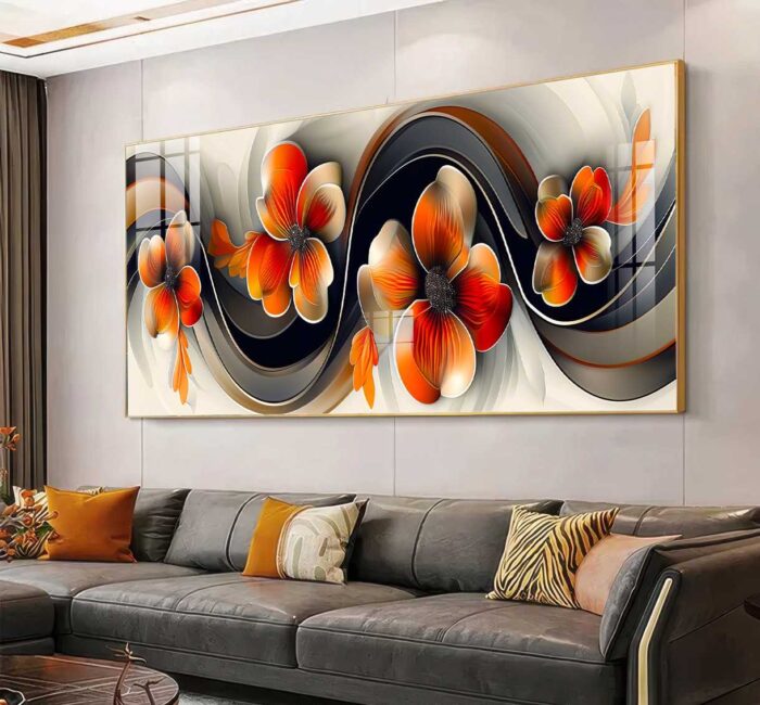 QUADRO EM LINDA ARTE ABSTRATA COM ROSAS VERMELHAS - Imagem 5
