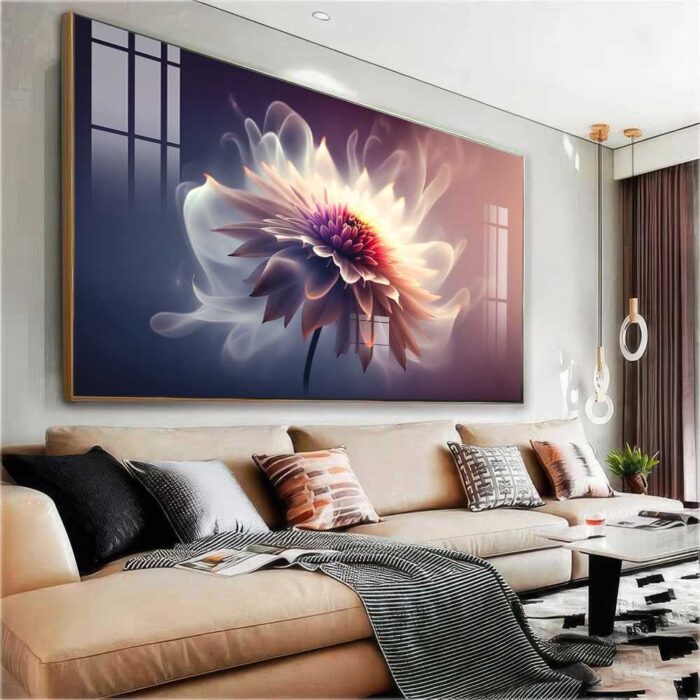 QUADRO FLOR FABULOSA EM  FUNDO ABSTRATO