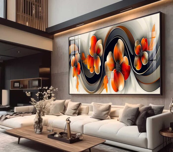QUADRO EM LINDA ARTE ABSTRATA COM ROSAS VERMELHAS - Imagem 4