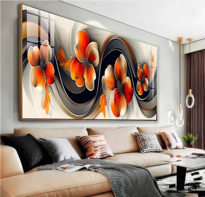 QUADRO EM LINDA ARTE ABSTRATA COM ROSAS VERMELHAS - Imagem 2