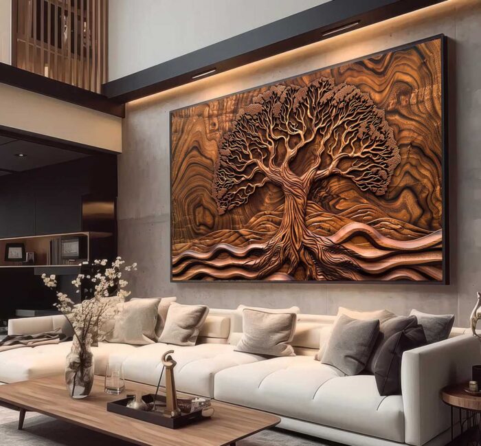 QUADRO EM ABSTRATO MADEIRADO DA ÁRVORE DA VIDA - Imagem 2