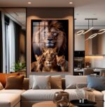 QUADRO LEÃO LEOA E FILHOTES - Imagem 5