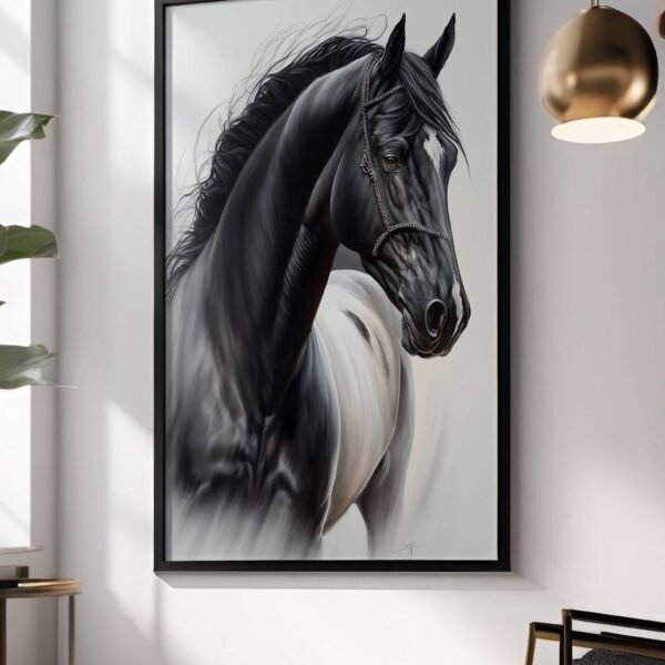 QUADRO UM BELO CAVALO PRETO