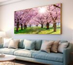 QUADRO EM PAISAGEM BELAS ÁRVORES ROSADAS - Imagem 5