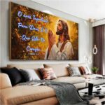 QUADRO JESUS EM ORAÇÃO COM FRASE  BIBLICA