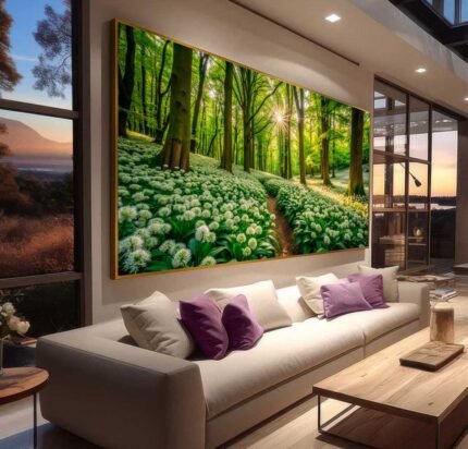 QUADRO PAISAGEM EM LINDA FLORESTA