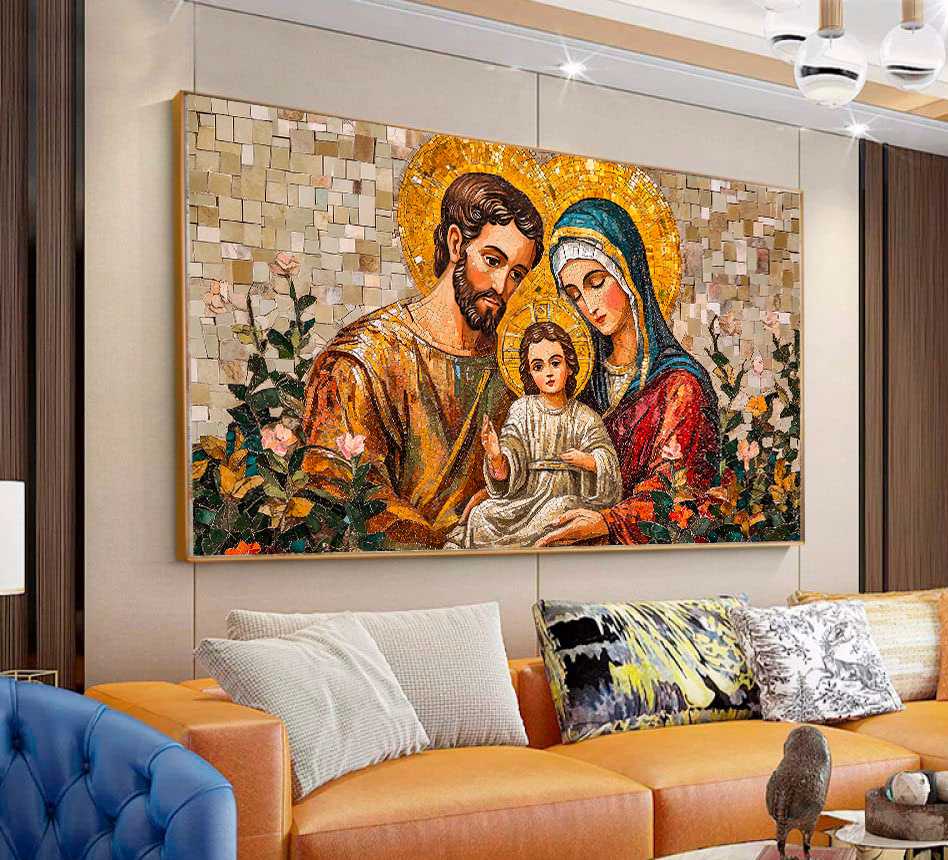 D1 (2) QUADRO ARTE PINTURA SAGRADA FAMILIA - Imagem 1