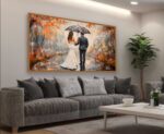 QUADRO PINTURA ABSTRATA DE CASAL NA CHUVA - Imagem 5